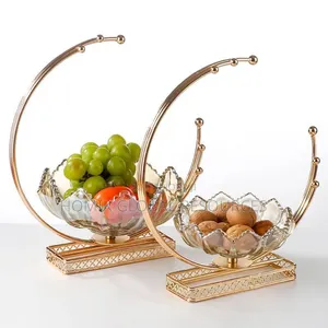 European Metal Glass Moon Fruit Basket Decoration (Interior Decor 002)