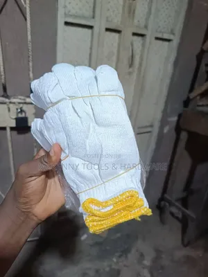 White Knitted Cotton Safety Work Gloves,