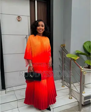 Sunset Ombré Plissé Maxi Dress