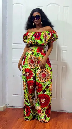 Off Shoulder Crop Top and Trousers - Style 845
