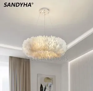 Nordic Luxury Led Chandelier Goose Feather Pendant Light Living