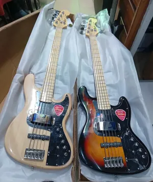 Ative 5-Strings Bass Guitar Fender Jazz Cream Colour and Red Colour