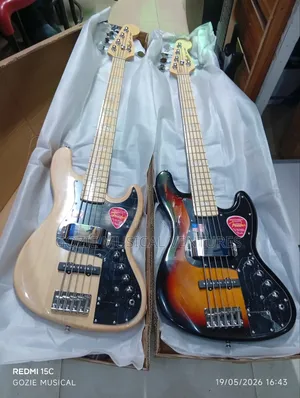The Best Quality Ative Bass Guitar 5-Strings Red and Light Wood Colour