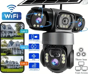 3 Len Solar CCTV Camera