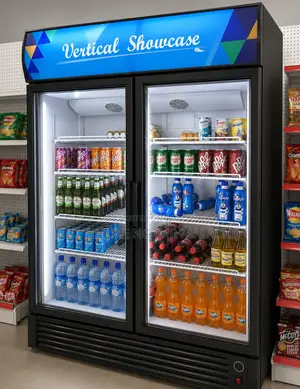 Display Fridge / Industrial Vertical Fridge ( 2 Doors ) Steel Interior