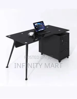 Black 1.2 Meter Glass Office Table