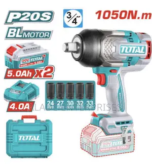 Total 20v Cordless Impact Wrench 3/4′′ Brushless – 1050n 5.0ah Battery
