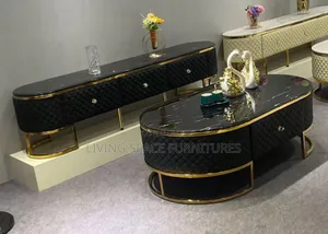 Contemporary Marble Top Coffee Table With Tv Stand