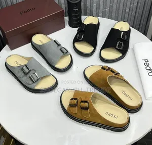 Men Pedro Double Buckle Suede Palm Slippers