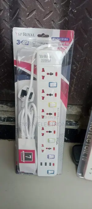 Ysp Royal No. 916usa Extension Socket – 3 Usb Ports, 10a 250v