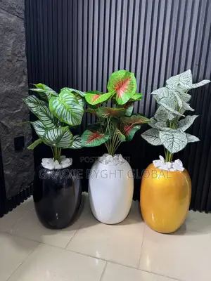 Egg Fiber Vase With Potted Plant