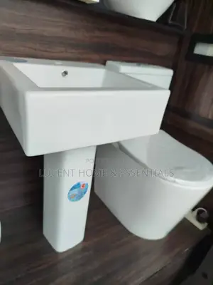 Premium White Square Pedestal Wash Hand Basin and Water Closet Set