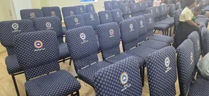 Pattern Blue Church Chairs With Logo