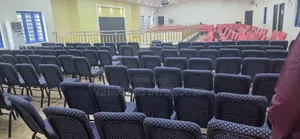 Pattern Blue Church Chairs With Logo