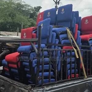 Blue and Red Church Chairs With Logo