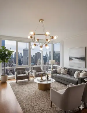 Modern Molecular Gold Globe Chandelier