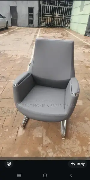Modern Grey Leather Office Visitor Chair Luxury Executive Guest Chair