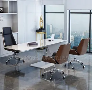 Complete Set of Executive Office White Table and Chairs