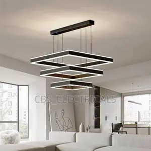 Modern Black Tiered Square Led Chandelier