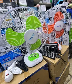 Table Fan With Solar Panel With Bulbs