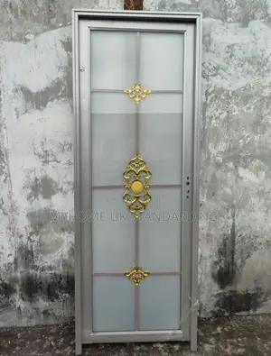Gray Aluminum Glass Toilet and Bathroom Door
