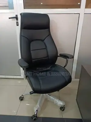 Premium High-Back Executive Black Leather Office Chair (Ergonomic)