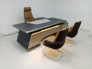 Complete Luxury Led Office Desk Set – Table 3 Matching Chairs