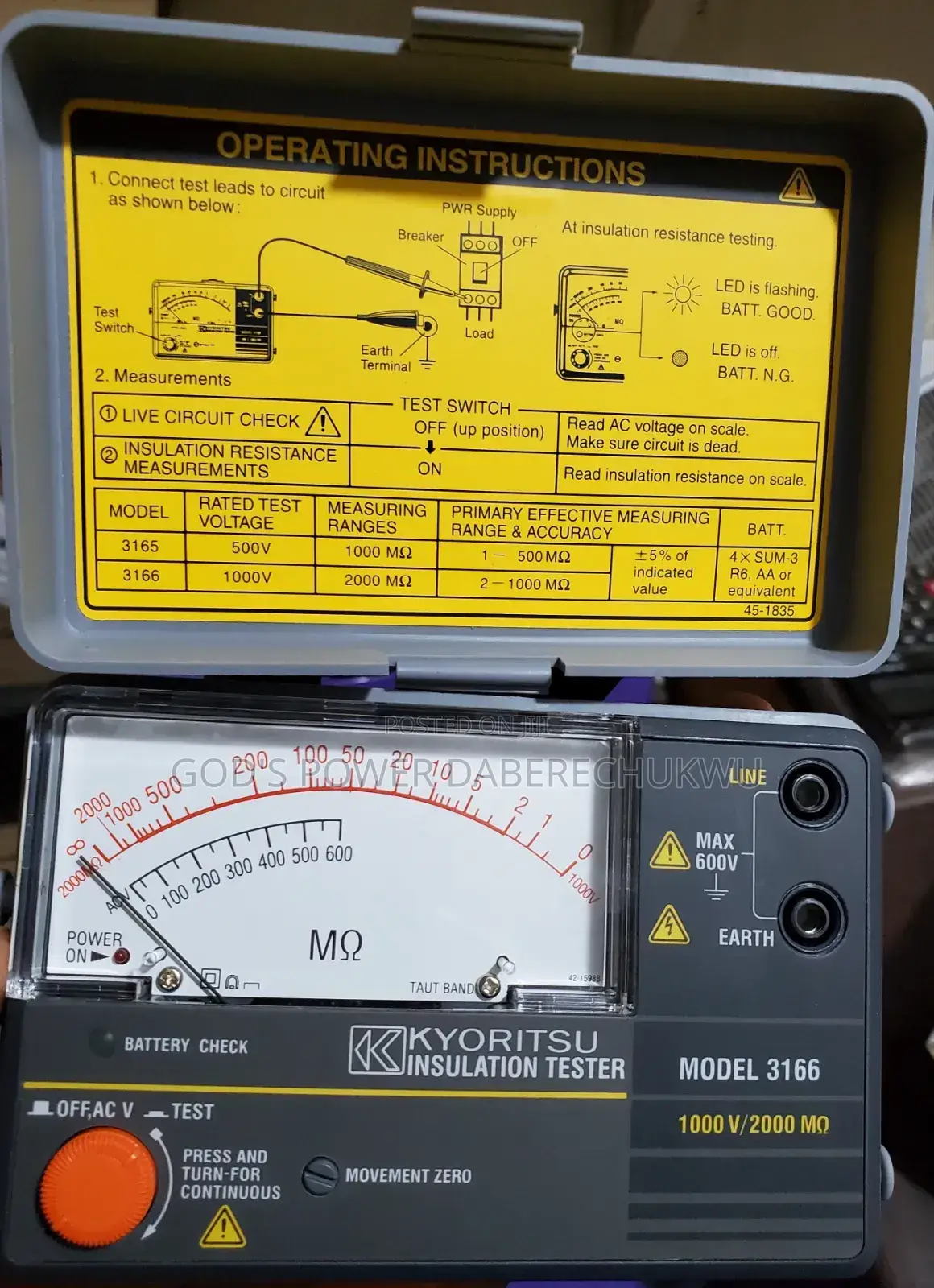 This Is a Kyoritsu Model 3166 Insulation Tester