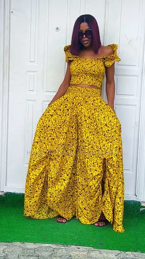 Off Shoulder Crop Top and Palazzo Trouser - Style 448