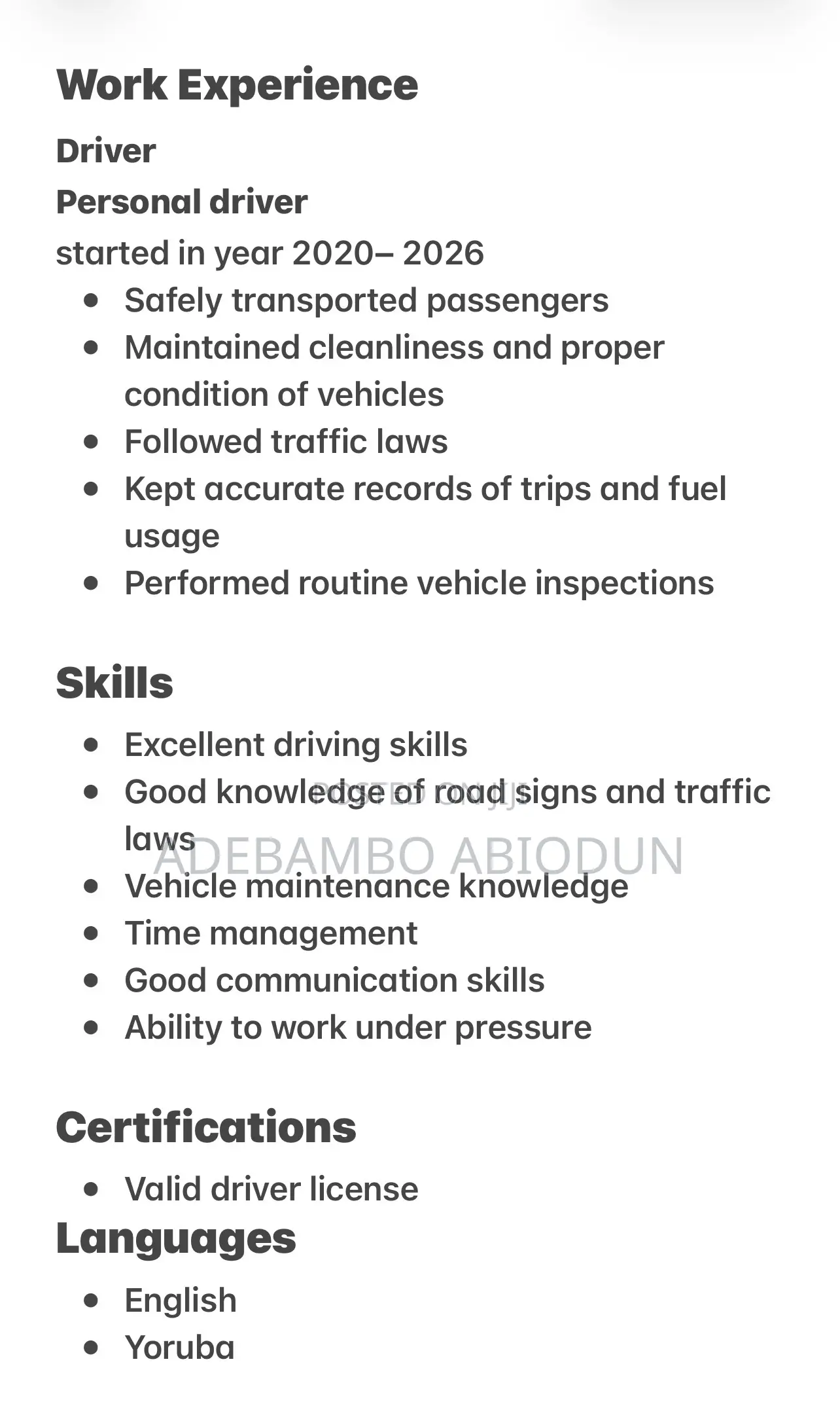 Personal Driver