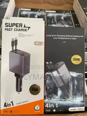 M37 4-in-1 Retractable 120w Super Fast Car Charger