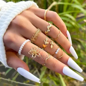 10 Gold Beaded Knuckle Rings