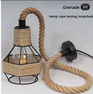 Retro Hemp Rope Pendant Lights Iron Woven Design Woven Hemp Rope