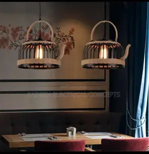 Teapot Pendant Lamp Kitchen Bar Dining Room Rope Rattan Pendant Light