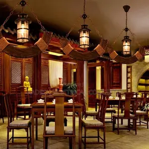 Retro Wooden Chandelier Glass Lampshade Bar Industrial Chandelier