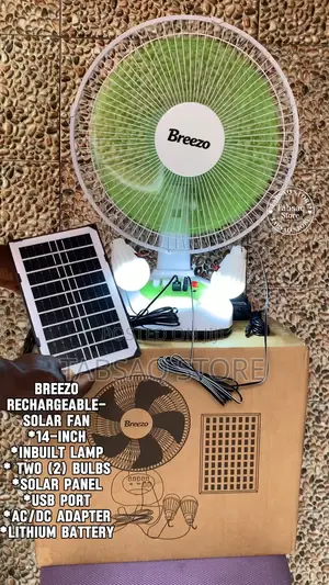 Breezo 12-Inch Ac/Dc Solar Rechargeable Table Fan