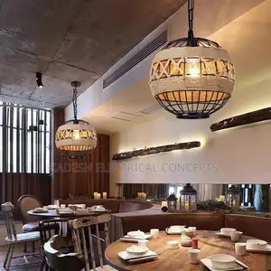 Hemp Rope Retro Ceiling Light Industrial Style Iron Restaurant Bar