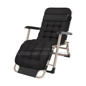 Adjustable Outdoor Relaxing Chair With Cushion - Black
