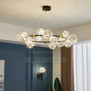 Nordic Ring Lamp Romantic Star Chandelier Glass Ball Hanging Light