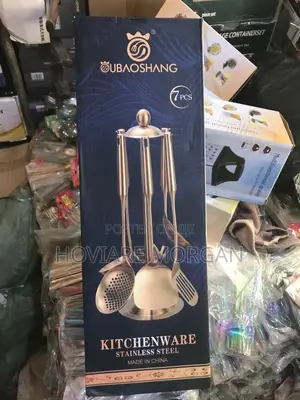 7pcs Quality Gold and Silver Cooking Spoon With Stand