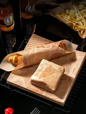 Branded Shawarma Greaseproof Paper, A5 Brown Wrap.