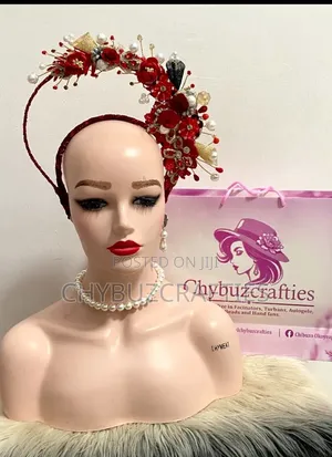 Red Double Layered Beaded Hair Gear