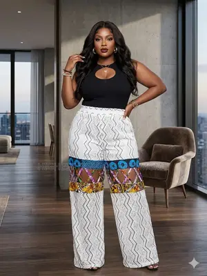 Lace and Ankara Pants - Style 643
