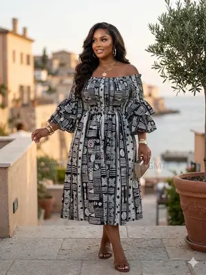 Off Shoulder Three Quarter Gown - Style 668