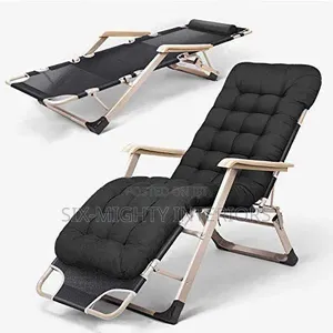 Adjustable Outdoor Relaxing Chair With Cushion- Black