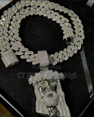 Iced Out Cuban Link Chain Bracelet Set Silver Tone, Hip-Hop Jewelry