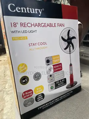 Century 18” Rechargeable Fan Quiet and Efficient Cooling