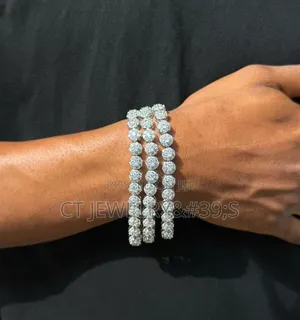 Luxury Tennis Bracelet Silver Tone Stackable Iced Out Cross Link