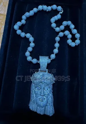 Iced Out Jesus Pendant Necklace Silver Tone Ball Chain,Fashion Jewelry