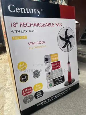 Century 18” Rechargeable Standing Fan With Efficient Air Circulation
